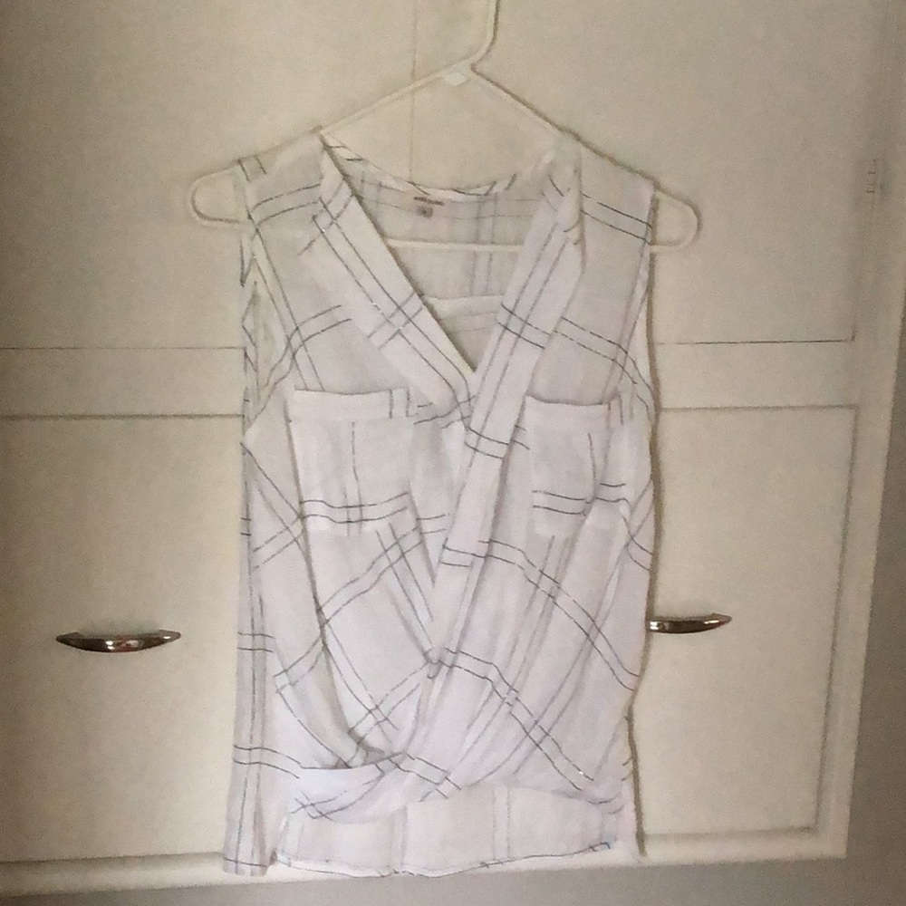 River Island white check sleeveless wrap front blouse - Picture 7 of 8